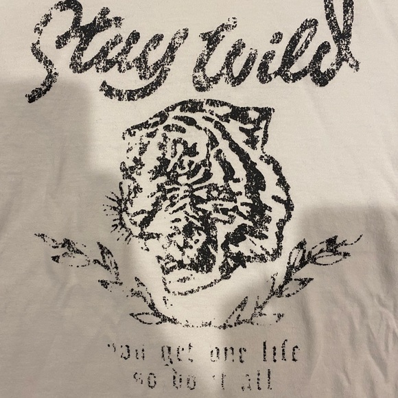 White Stay Wild One Life Tiger Graphic Unisex Tee - Picture 3 of 4